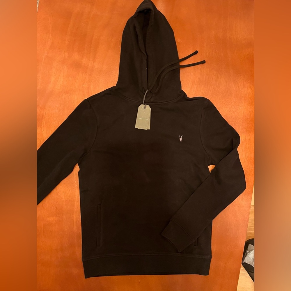 Brand new men's size medium black Ramskull hoodie from All Saints